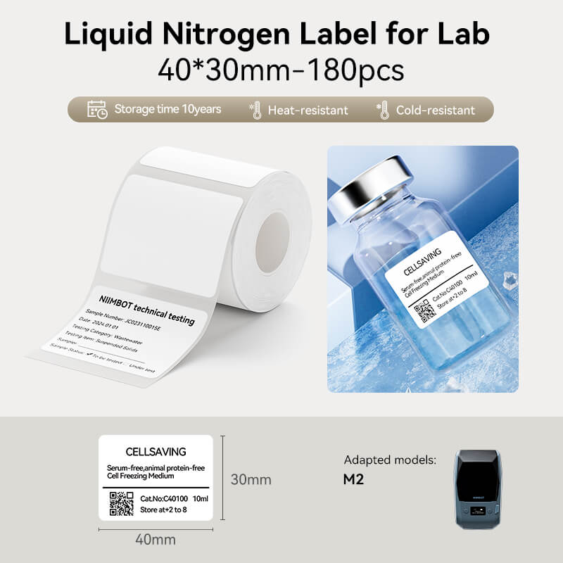 NIIMBOT M2/M3 Replacement Thermal Transfer Labels — PET Waterproof, Oil-proof, Tearproof, 8-10 Years Durable for Lab, Office, Jewelry & Cable Organisation