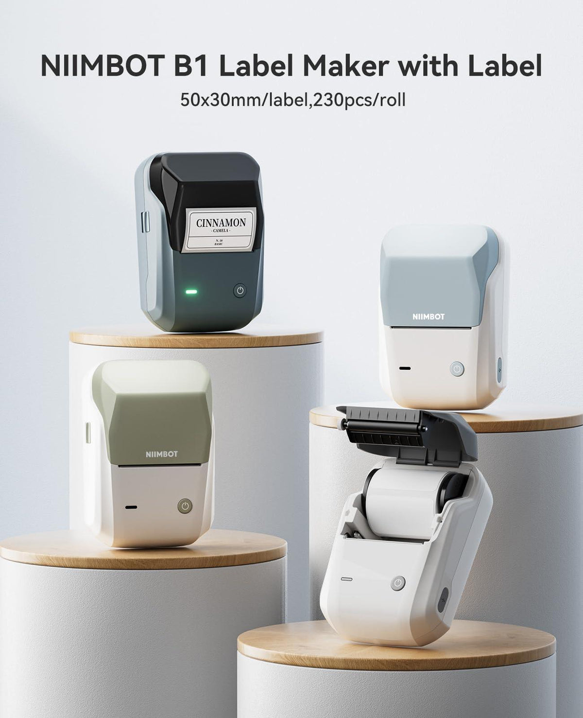 NIIMBOT B1 2" Thermal Label Printer — 203DPI Bluetooth Portable Label Maker for Retail, Office & Small Business