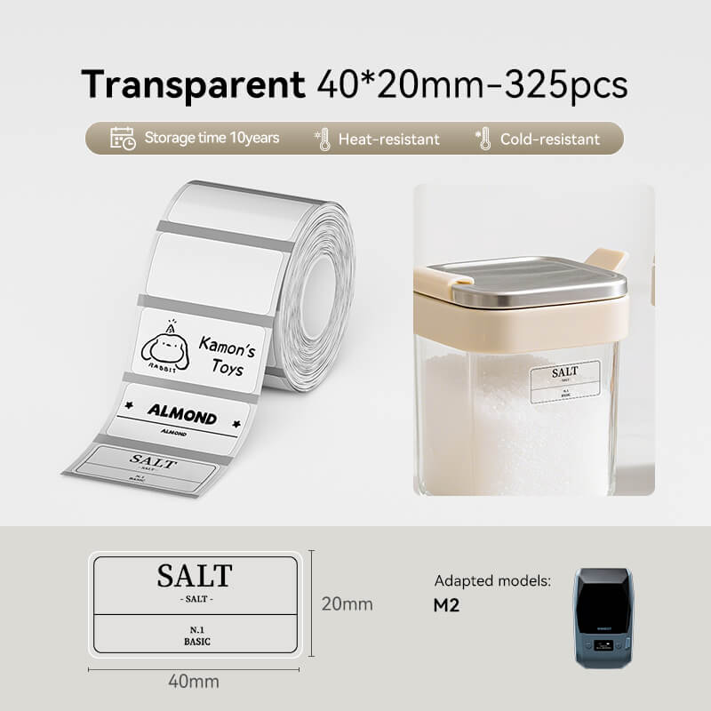 NIIMBOT M2/M3 Replacement Thermal Transfer Labels — PET Waterproof, Oil-proof, Tearproof, 8-10 Years Durable for Lab, Office, Jewelry & Cable Organisation