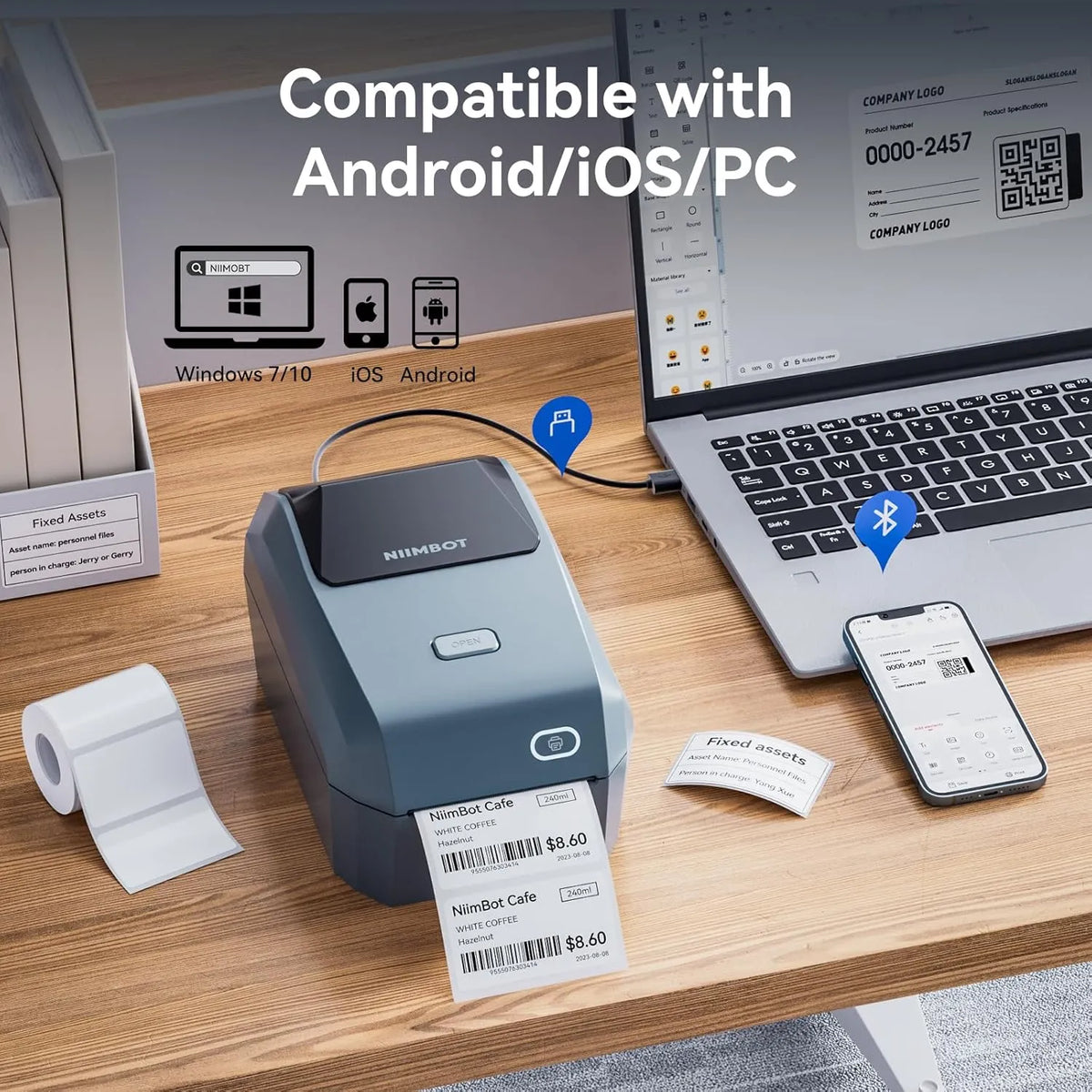 NIIMBOT K3 3" Thermal Label Printer — 180mm/s High-Speed Bluetooth Label Maker for Business