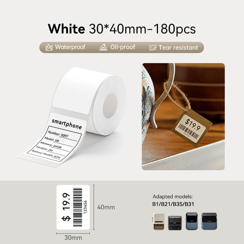 30*40mm waterproof oil-resistant thermal labels for NIIMBOT B1 B21 B3S B31 printer