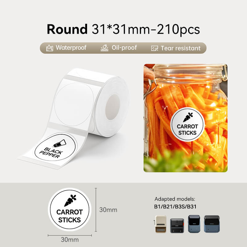 31*31mm circular waterproof thermal labels compatible with NIIMBOT B1 B21 B3S B31 printer
