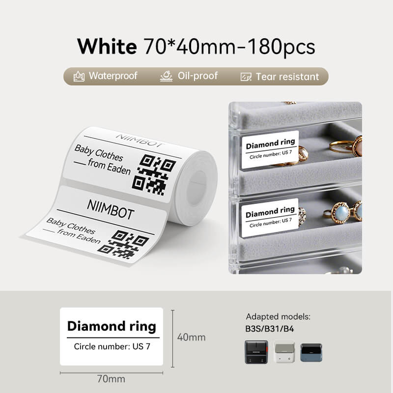70*40mm oil & tear resistant thermal labels compatible with NIIMBOT B3S B31 B4 printer