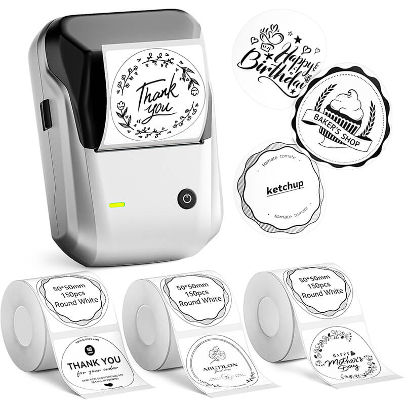 Niimbot B1 Label Printer With 3rolls Labels Silver Set 10