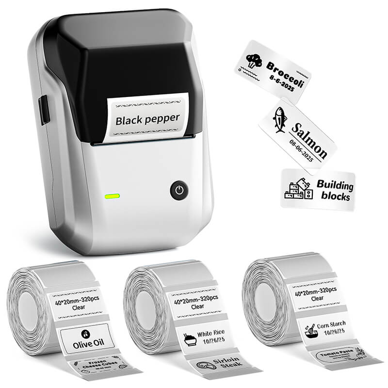 Niimbot B1 Label Printer With 3rolls Labels Silver Set 7