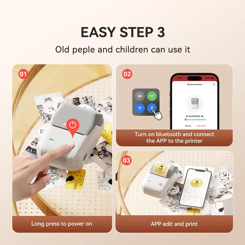 NIIMBOT B1 Simple 3 Step Operation, Easy for Everyone to Use