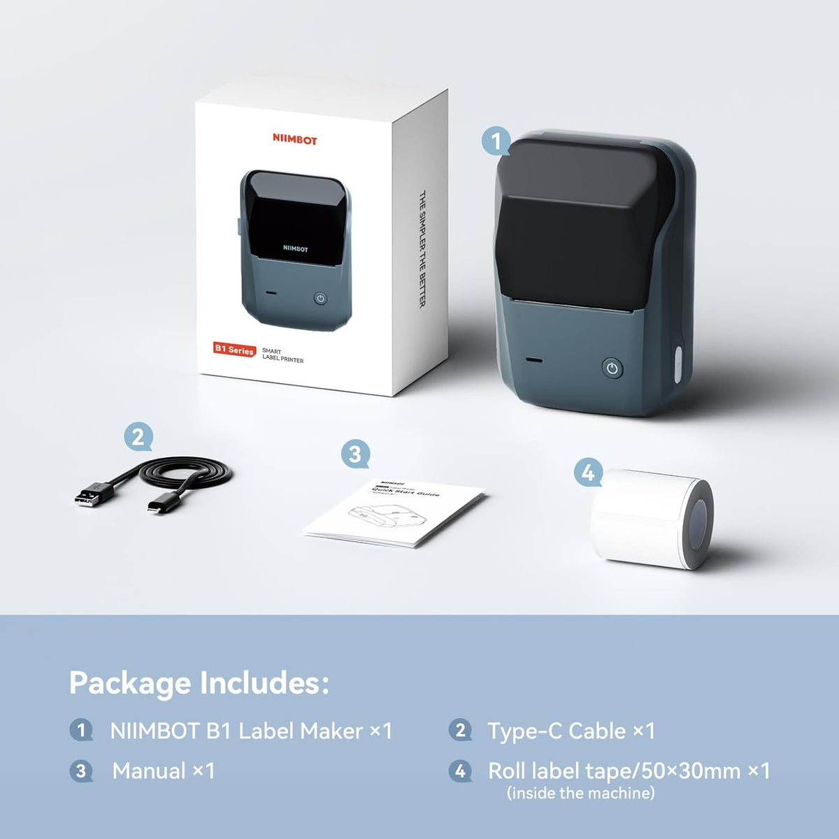 NIIMBOT B1 Label Maker Package Contents