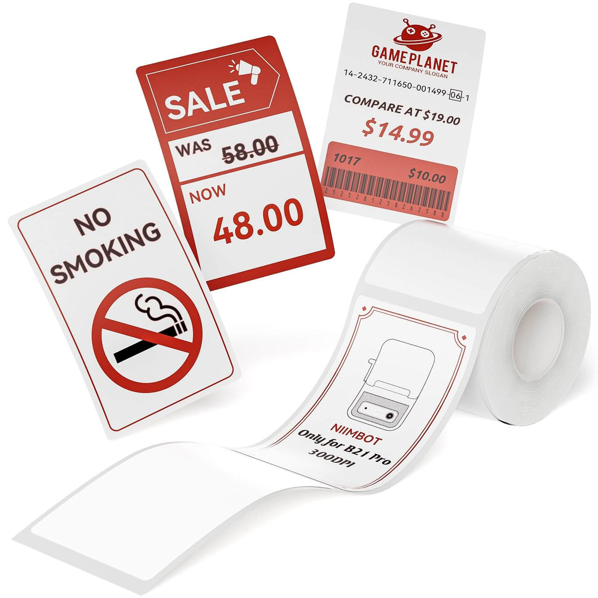 red and black labels for niimbot handheld label printer