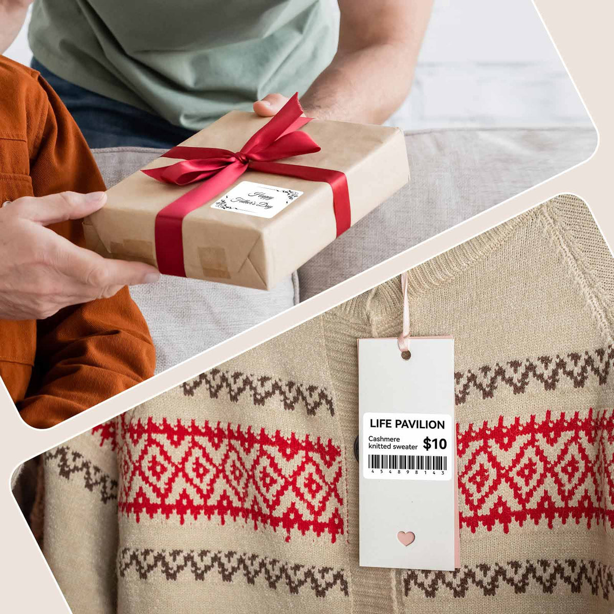 NIIMBOT thermal labels for gift tags and retail clothing price marking