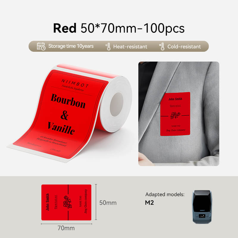 NIIMBOT M2/M3 Replacement Thermal Transfer Labels — PET Waterproof, Oil-proof, Tearproof, 8-10 Years Durable for Lab, Office, Jewelry & Cable Organisation