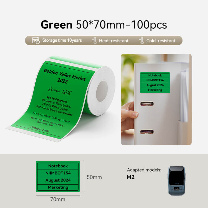 NIIMBOT M2/M3 Replacement Thermal Transfer Labels — PET Waterproof, Oil-proof, Tearproof, 8-10 Years Durable for Lab, Office, Jewelry & Cable Organisation