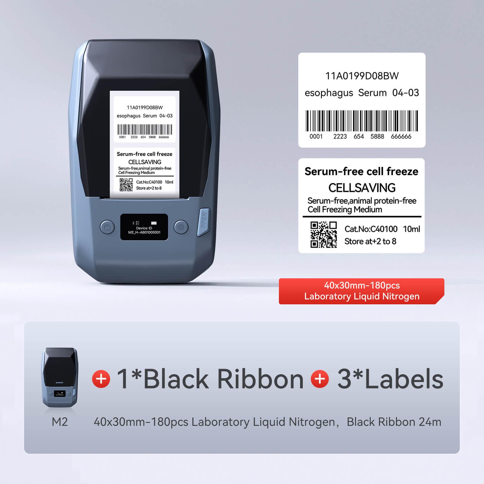 NIIMBOT M2 withe 1 black ribbon 3 40x30mm labels