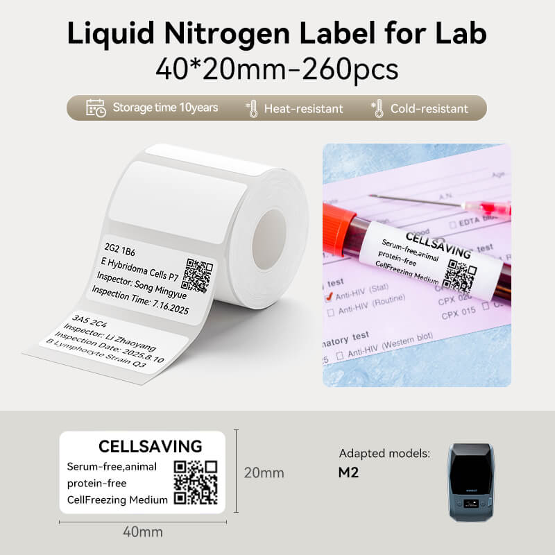 NIIMBOT M2/M3 Replacement Thermal Transfer Labels — PET Waterproof, Oil-proof, Tearproof, 8-10 Years Durable for Lab, Office, Jewelry & Cable Organisation