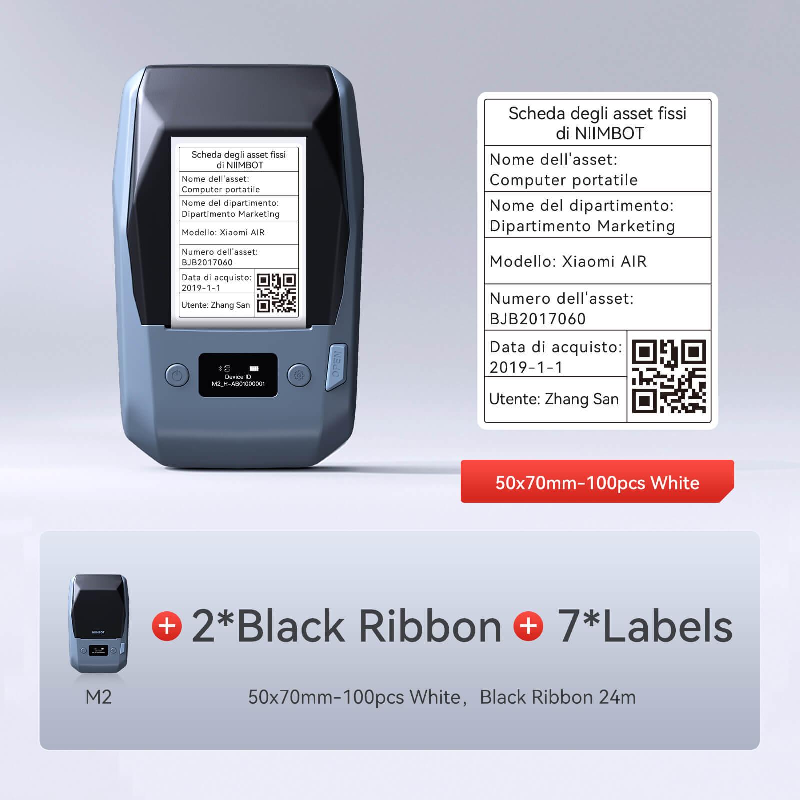 NIIMBOT M2 withe 1 black ribbon 7 50x70mm labels