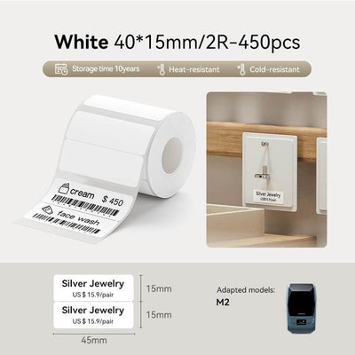NIIMBOT M2/M3 Replacement Thermal Transfer Labels — PET Waterproof, Oil-proof, Tearproof, 8-10 Years Durable for Lab, Office, Jewelry & Cable Organisation