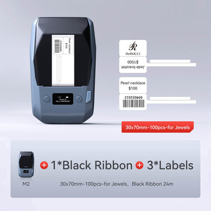 NIIMBOT M2 withe 1 black ribbon 3 30x70mm labels