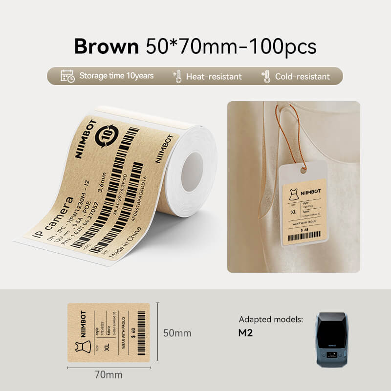 NIIMBOT M2/M3 Replacement Thermal Transfer Labels — PET Waterproof, Oil-proof, Tearproof, 8-10 Years Durable for Lab, Office, Jewelry & Cable Organisation
