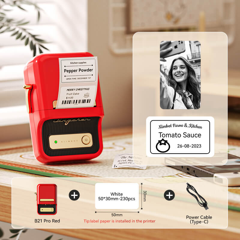NIIMBOT B21 Pro All-in-One Label Maker — 2" 300DPI Bluetooth Printer for Home, Pantry & Small Business