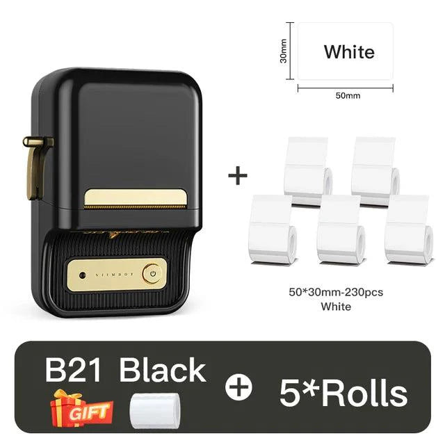 NIIMBOT B21 Bluetooth Thermal Label Printer — 2" Wide, 60mm/s High-Speed for DIY