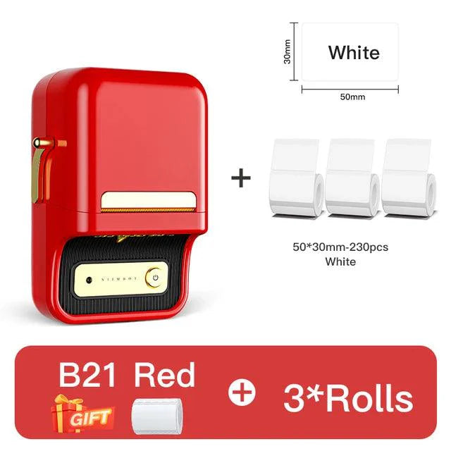 NIIMBOT B21 Bluetooth Thermal Label Printer — 2" Wide, 60mm/s High-Speed for DIY