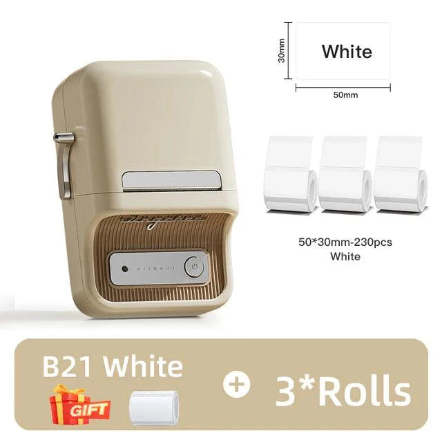 NIIMBOT B21 Bluetooth Thermal Label Printer — 2" Wide, 60mm/s High-Speed for DIY