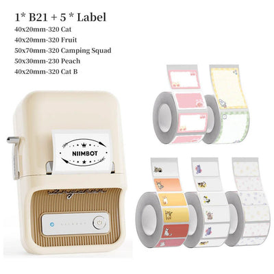 NIIMBOT B21 Bluetooth Thermal Label Printer — 2" Wide, 60mm/s High-Speed for DIY