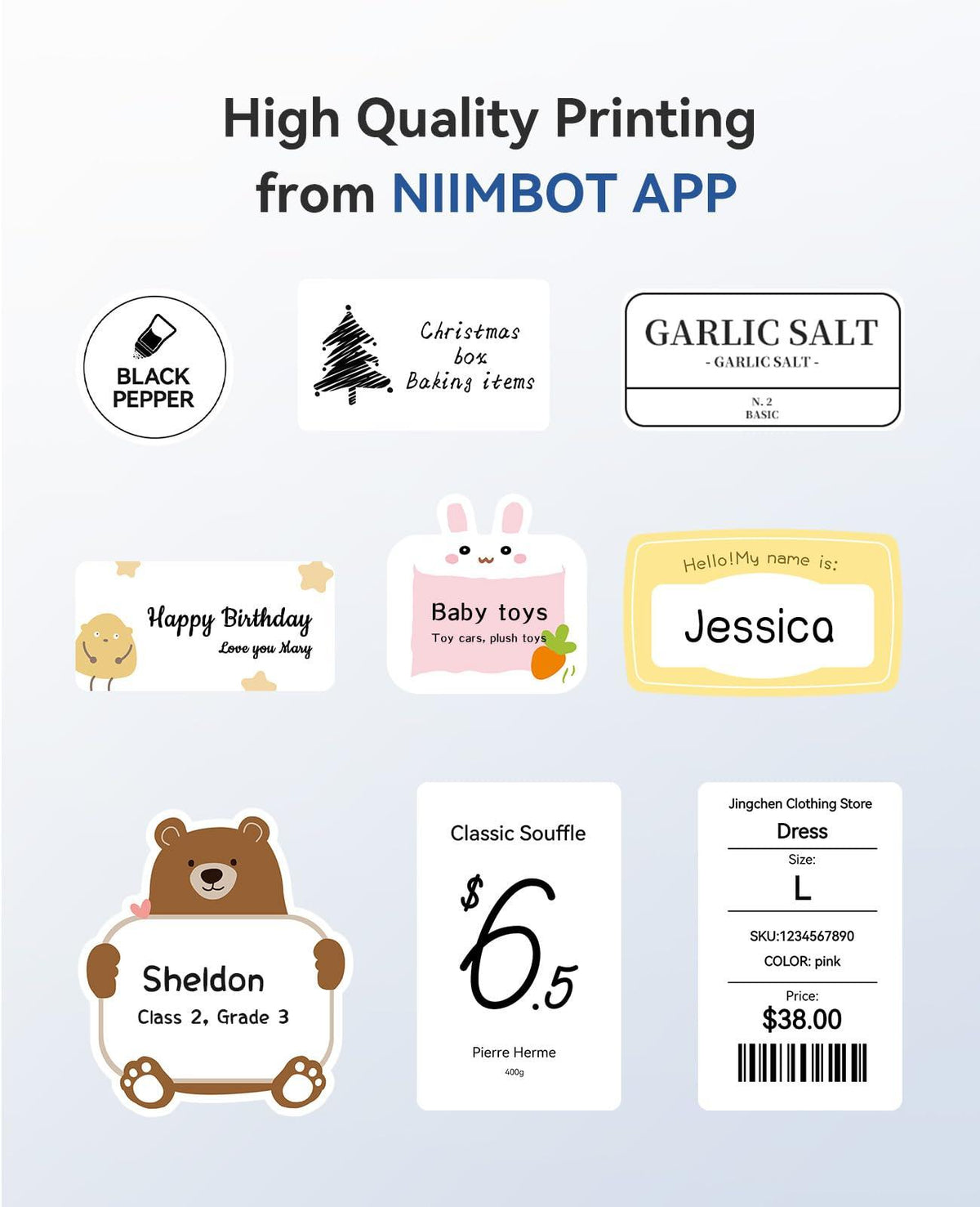 NIIMBOT B1 2" Thermal Label Printer — 203DPI Bluetooth Portable Label Maker for Retail, Office & Small Business