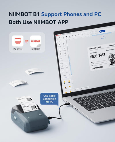 NIIMBOT B1 2" Thermal Label Printer — 203DPI Bluetooth Portable Label Maker for Retail, Office & Small Business