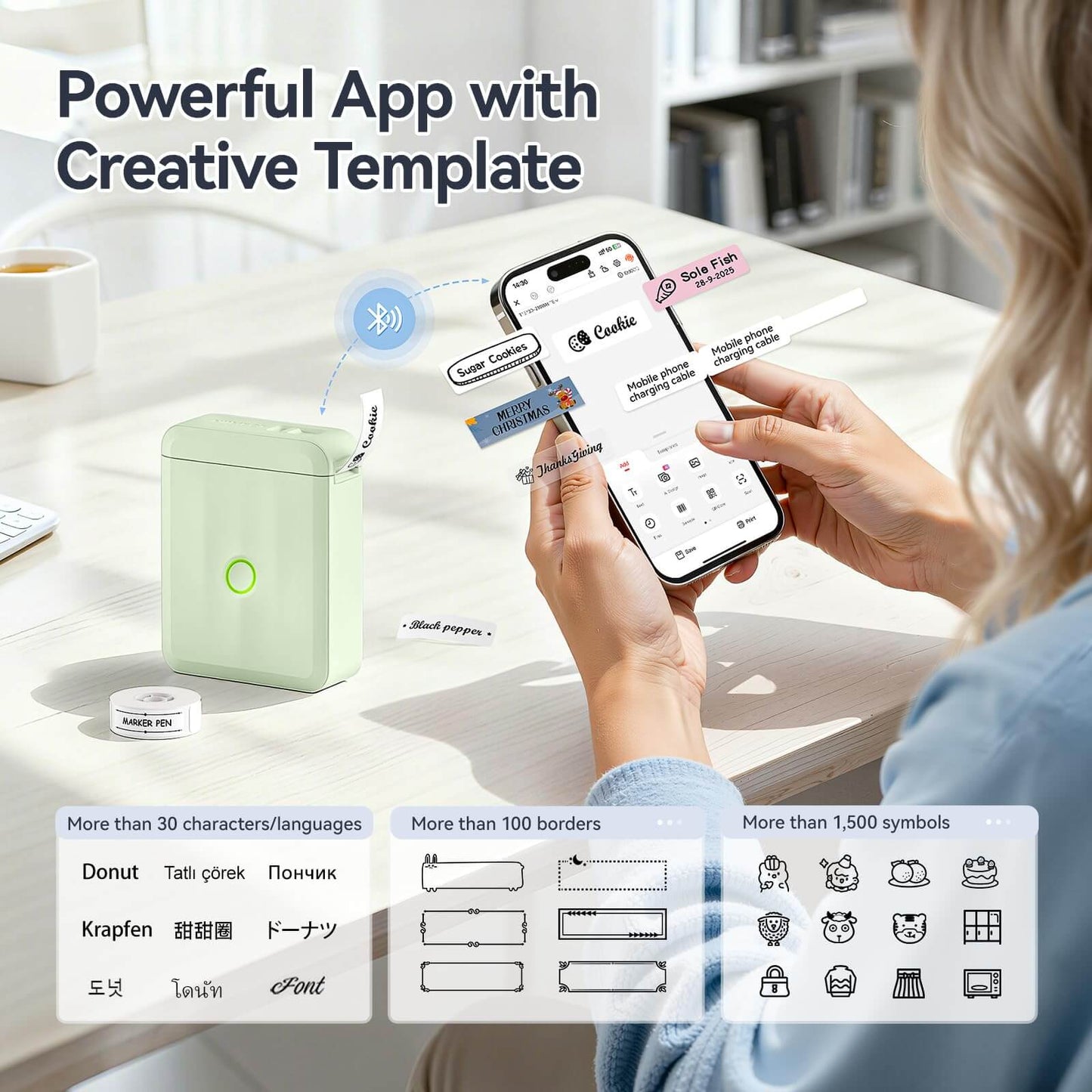 NIIMBOT D110 Portable Mini Bluetooth Label Maker — Inkless Thermal Label Printer for Home, Office, Kitchen, School