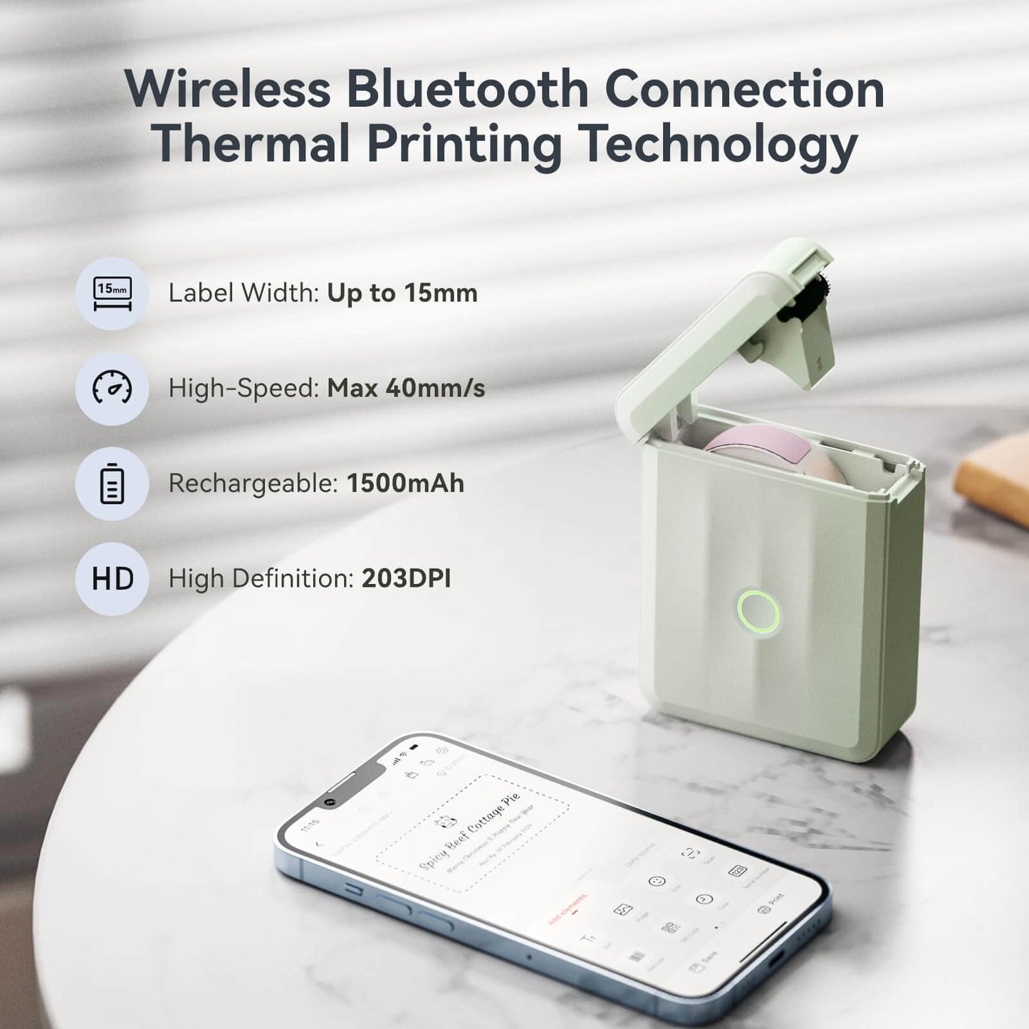 NIIMBOT D110 Portable Mini Bluetooth Label Maker — Inkless Thermal Label Printer for Home, Office, Kitchen, School