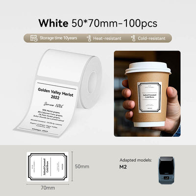 NIIMBOT M2/M3 Replacement Thermal Transfer Labels — PET Waterproof, Oil-proof, Tearproof, 8-10 Years Durable for Lab, Office, Jewelry & Cable Organisation