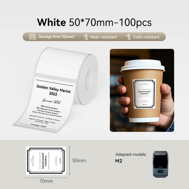 NIIMBOT M2/M3 Replacement Thermal Transfer Labels — PET Waterproof, Oil-proof, Tearproof, 8-10 Years Durable for Lab, Office, Jewelry & Cable Organisation