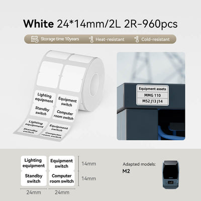 NIIMBOT M2/M3 Replacement Thermal Transfer Labels — PET Waterproof, Oil-proof, Tearproof, 8-10 Years Durable for Lab, Office, Jewelry & Cable Organisation
