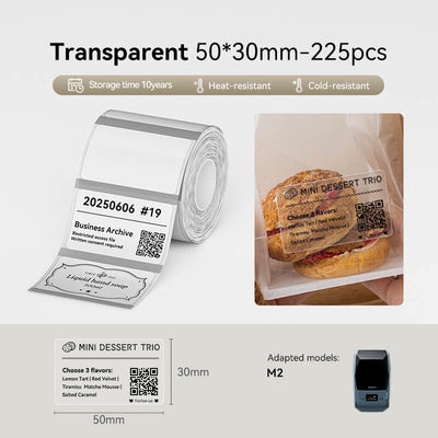 NIIMBOT M2/M3 Replacement Thermal Transfer Labels — PET Waterproof, Oil-proof, Tearproof, 8-10 Years Durable for Lab, Office, Jewelry & Cable Organisation