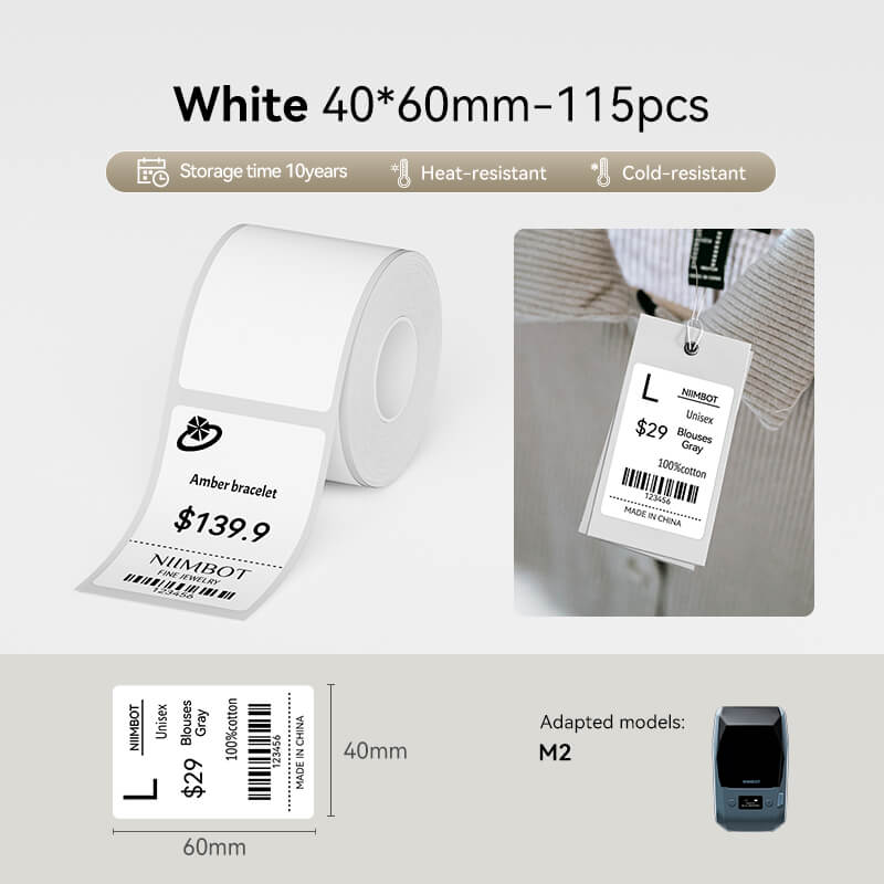 NIIMBOT M2/M3 Replacement Thermal Transfer Labels — PET Waterproof, Oil-proof, Tearproof, 8-10 Years Durable for Lab, Office, Jewelry & Cable Organisation