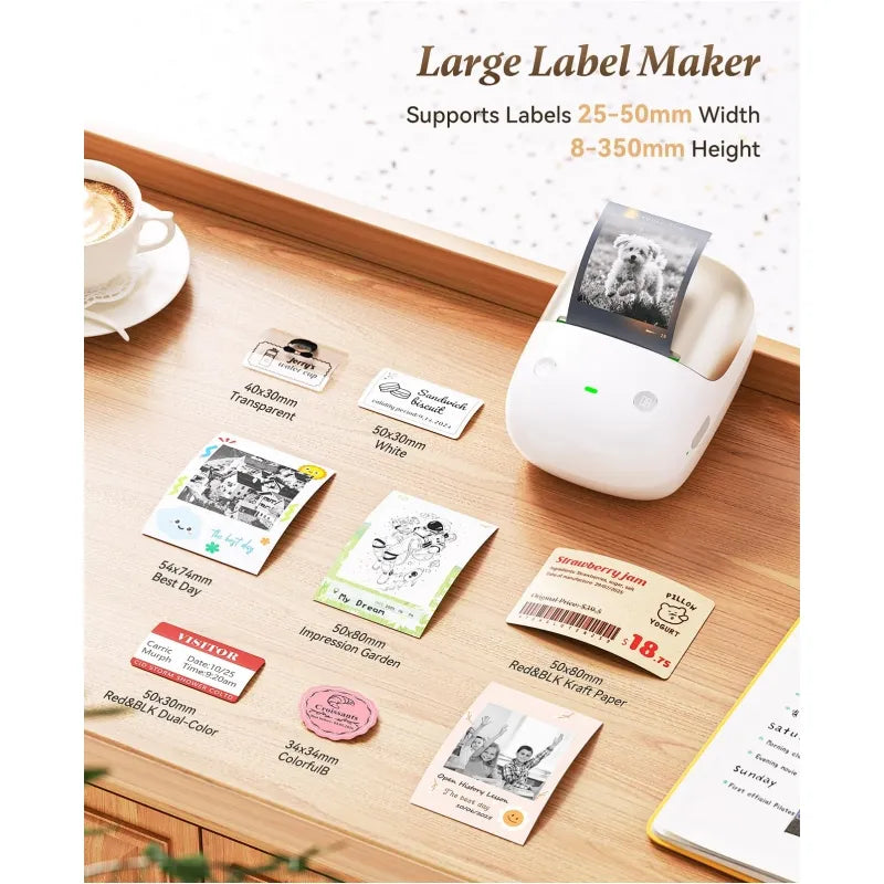 NIIMBOT B2 Pro Smart Label Printer — 2" 300DPI One-Touch Offline Thermal Label Maker with Built-in Clock for Bakery, Café & Restaurant