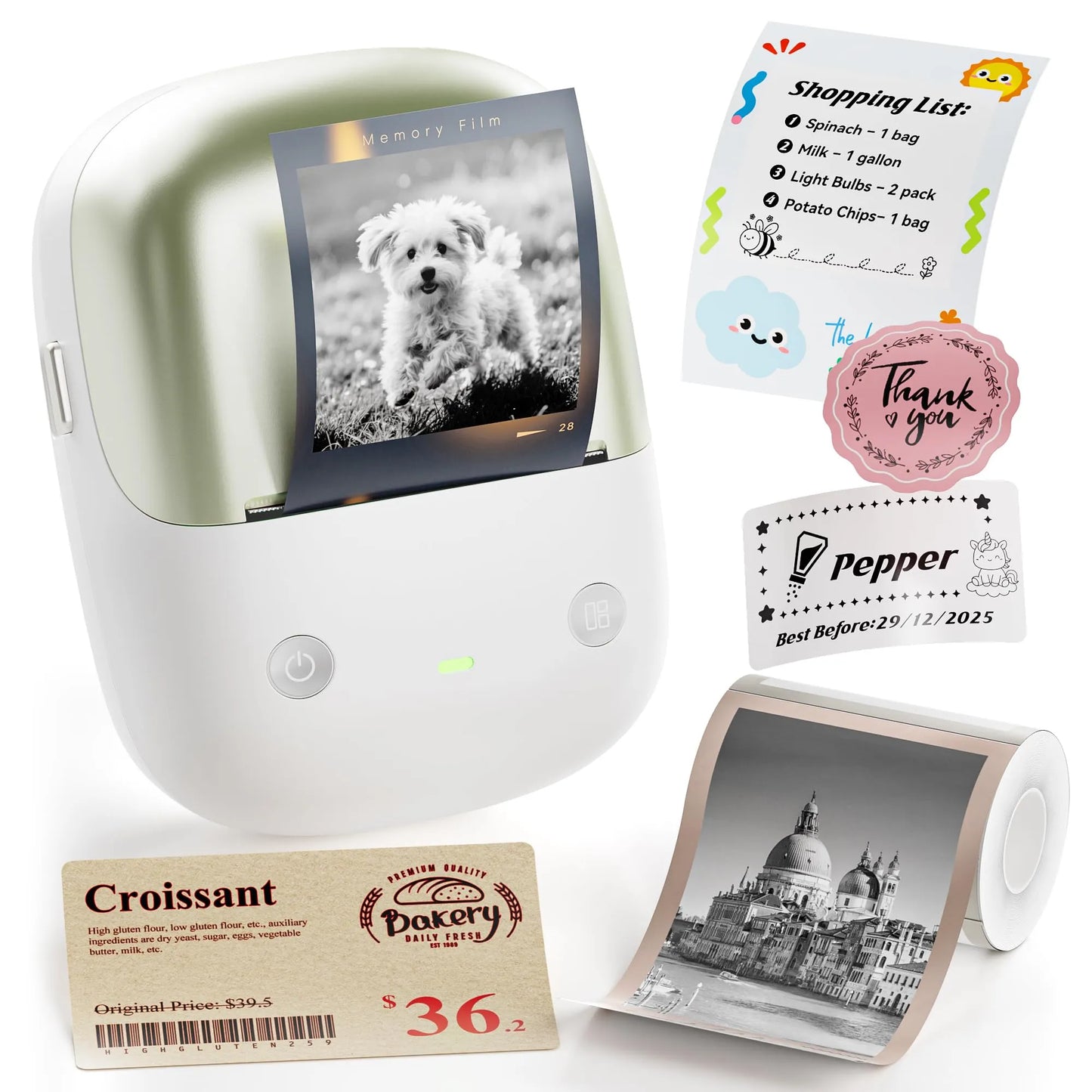 NIIMBOT B2 Pro Smart Label Printer — 2" 300DPI One-Touch Offline Thermal Label Maker with Built-in Clock for Bakery, Café & Restaurant