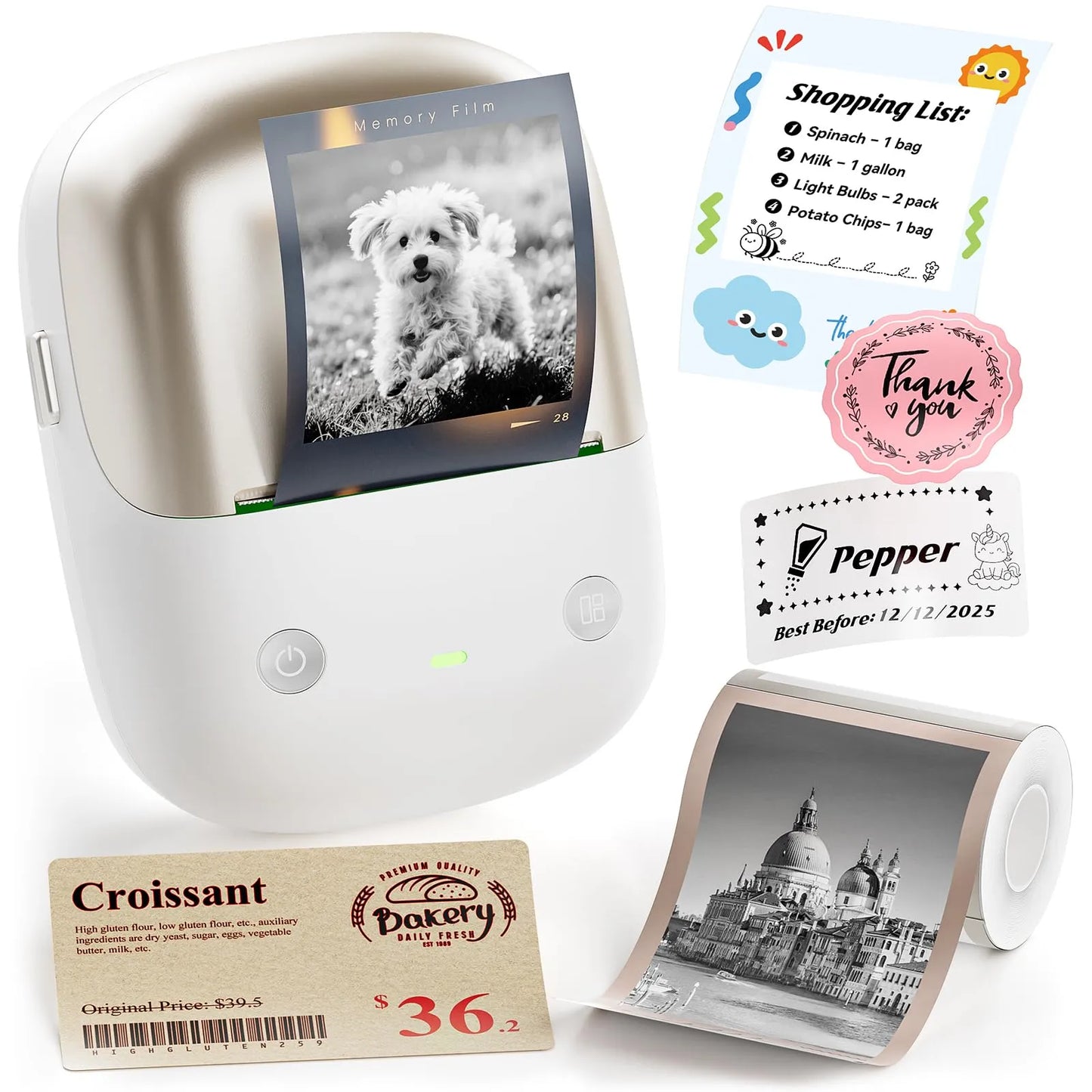 NIIMBOT B2 Pro Smart Label Printer — 2" 300DPI One-Touch Offline Thermal Label Maker with Built-in Clock for Bakery, Café & Restaurant