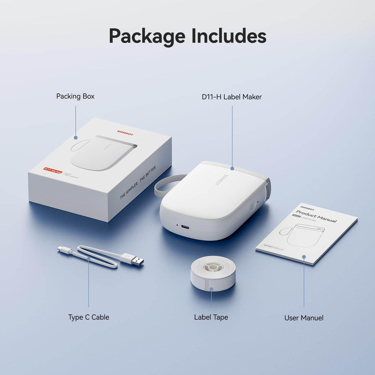 NIIMBOT D11 package includes