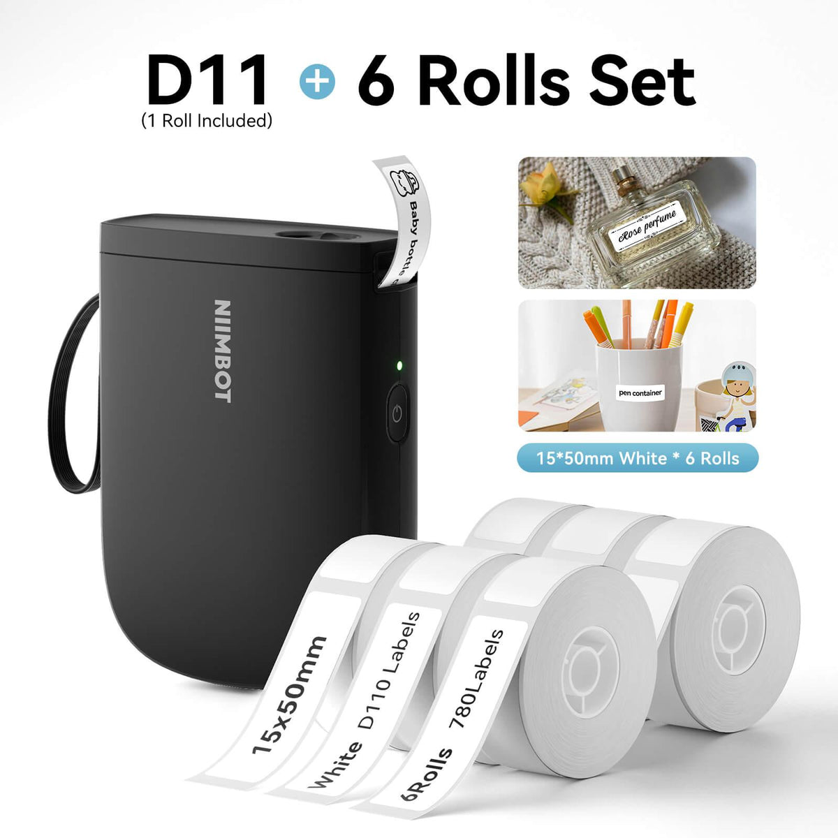 NIIMBOT D11 rolls set black 15x50