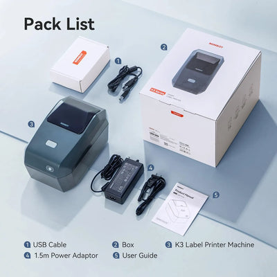 NIIMBOT K3 3" Thermal Label Printer — 180mm/s High-Speed Bluetooth Label Maker for Business