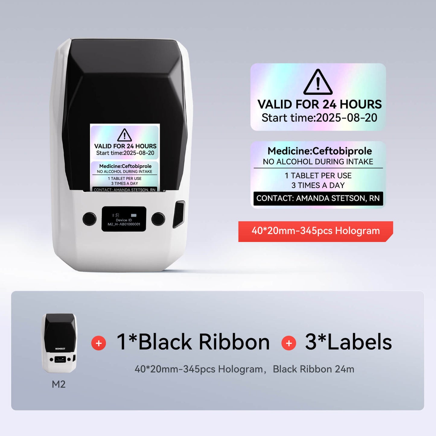 NIIMBOT M2 Thermal Transfer Label Maker Machine - 300DPI Bluetooth Handheld Label Printer for Office, Home & Small Business