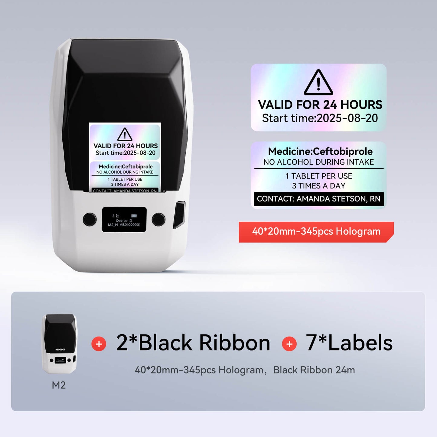 NIIMBOT M2 Thermal Transfer Label Maker Machine - 300DPI Bluetooth Handheld Label Printer for Office, Home & Small Business