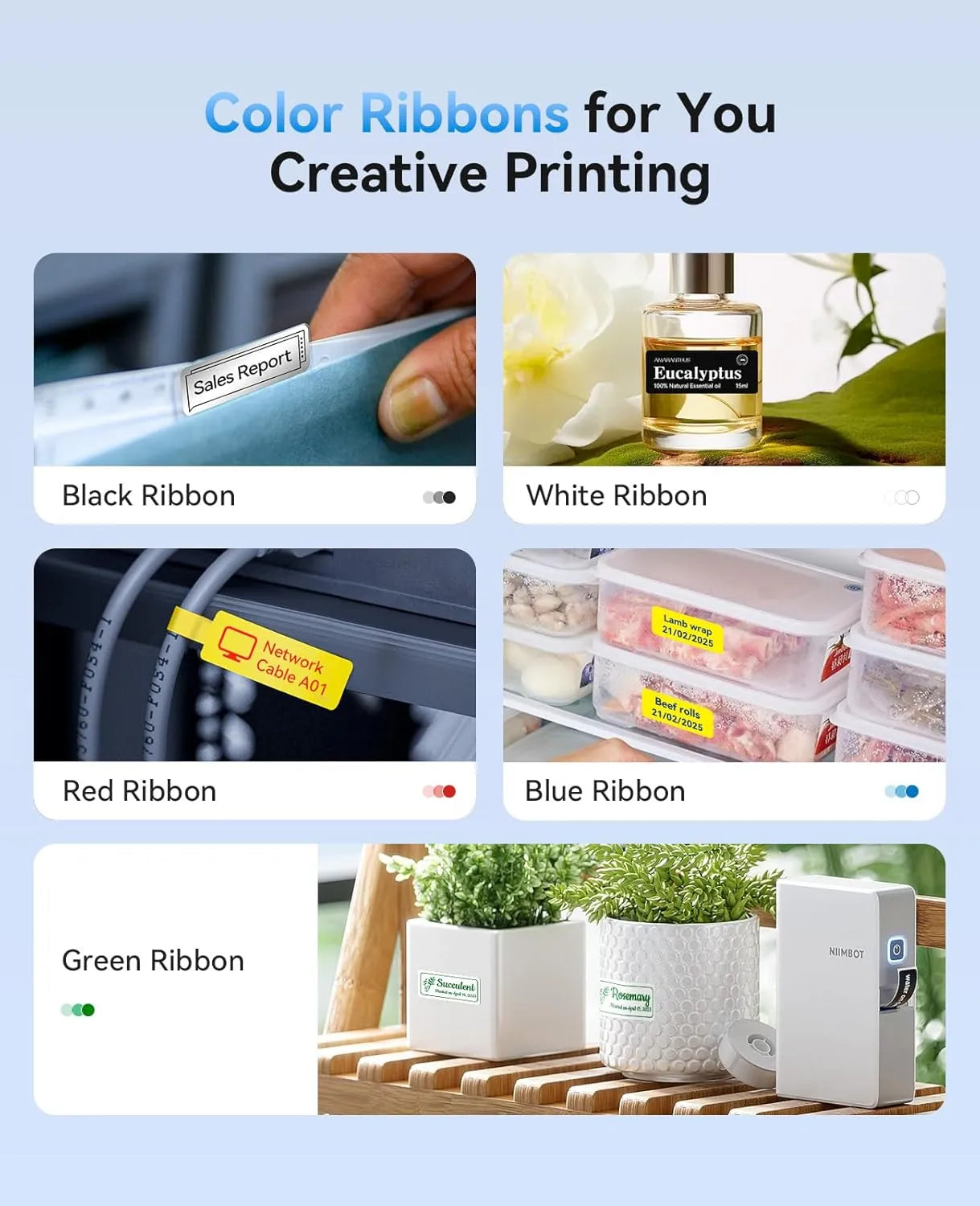 NIIMBOT N1 0.5" Thermal Transfer Label Maker — 203DPI Bluetooth Portable Printer with 5-Color Ribbons