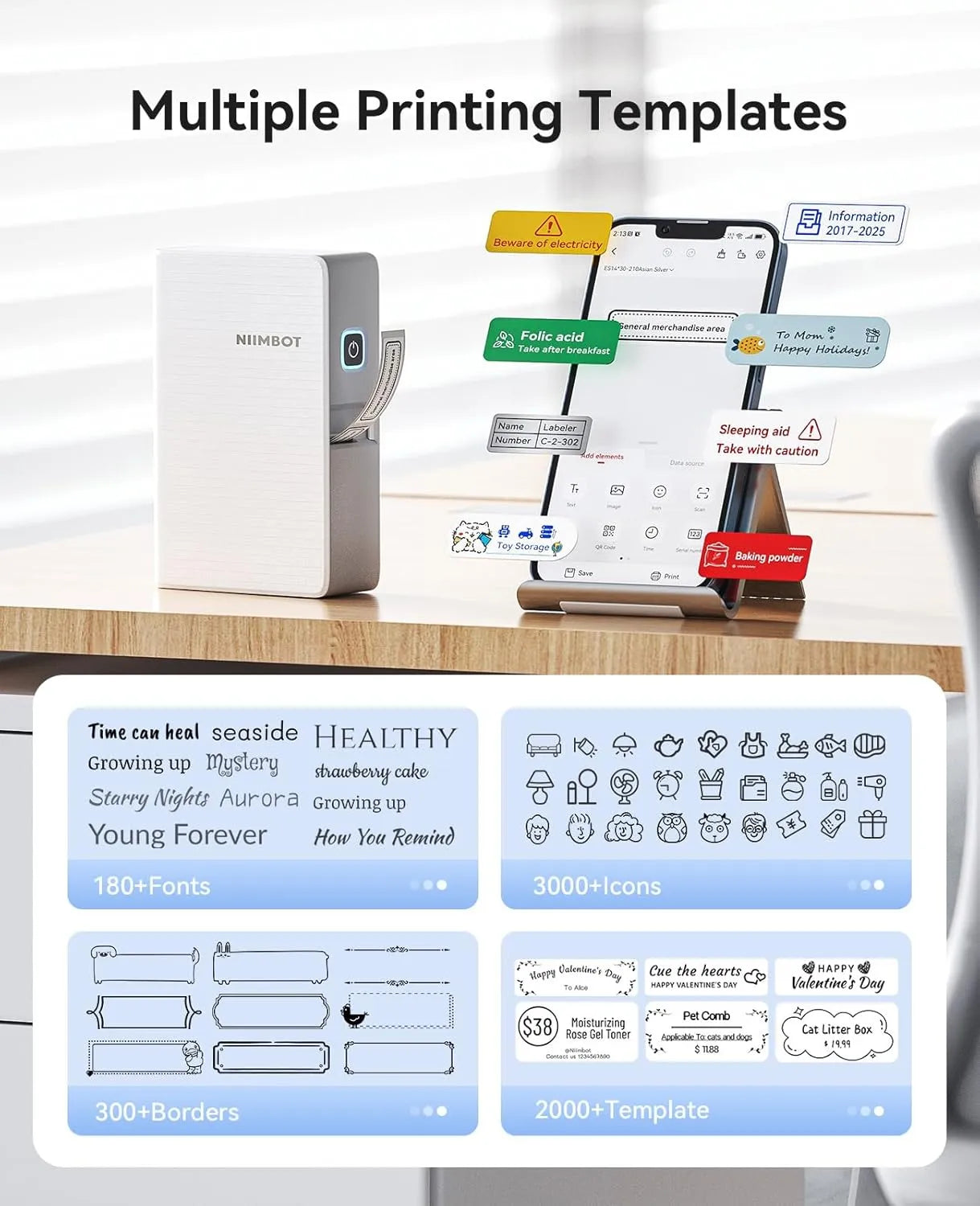 NIIMBOT N1 0.5" Thermal Transfer Label Maker — 203DPI Bluetooth Portable Printer with 5-Color Ribbons