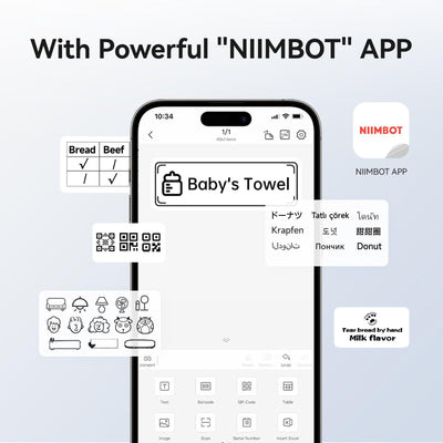 NIIMBOT B1 2" Thermal Label Printer — 203DPI Bluetooth Portable Label Maker for Retail, Office & Small Business