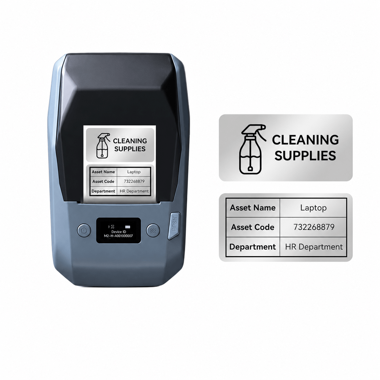 NIIMBOT M2 Thermal Transfer Label Printer with black ribbon and 40×20mm matte silver labels
