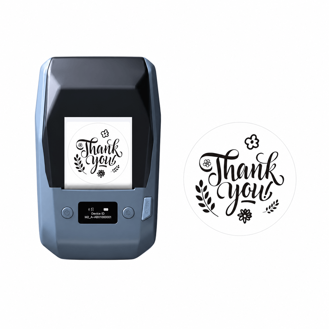 NIIMBOT M2 Thermal Transfer Label Printer with black ribbon and 50×50mm round white labels