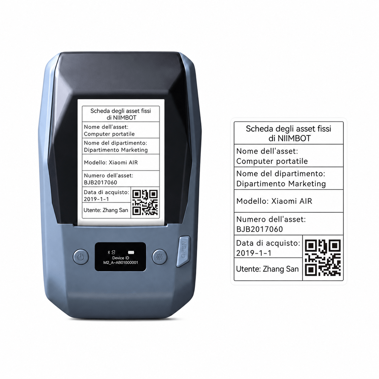 NIIMBOT M2 Thermal Transfer Label Printer with black ribbon and 50×70mm white labels