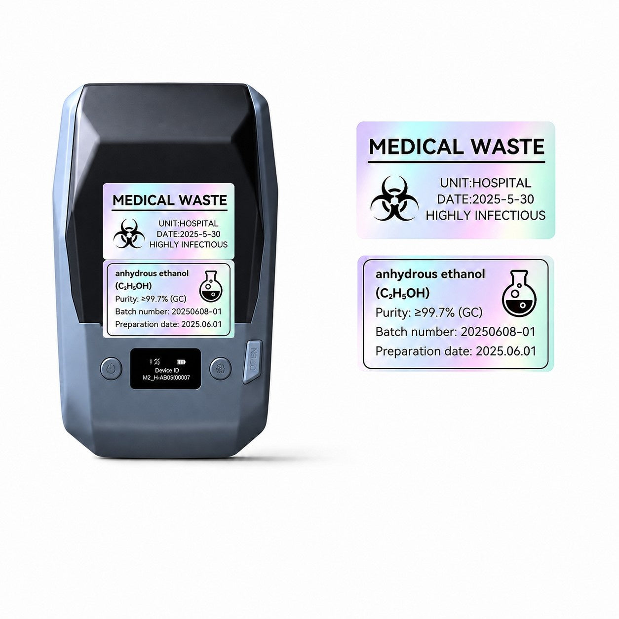 NIIMBOT M2 Thermal Transfer Label Printer with extra black ribbon and 7 rolls of 50×30mm hologram labels